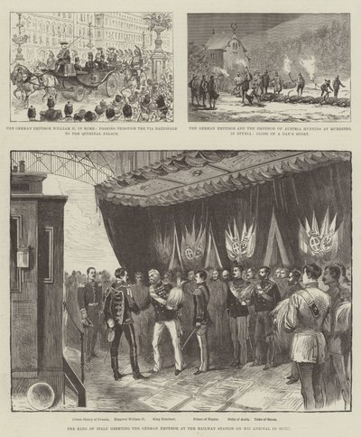 Kongen af Italien hilser den tyske kejser på banegården ved hans ankomst til Rom af English School